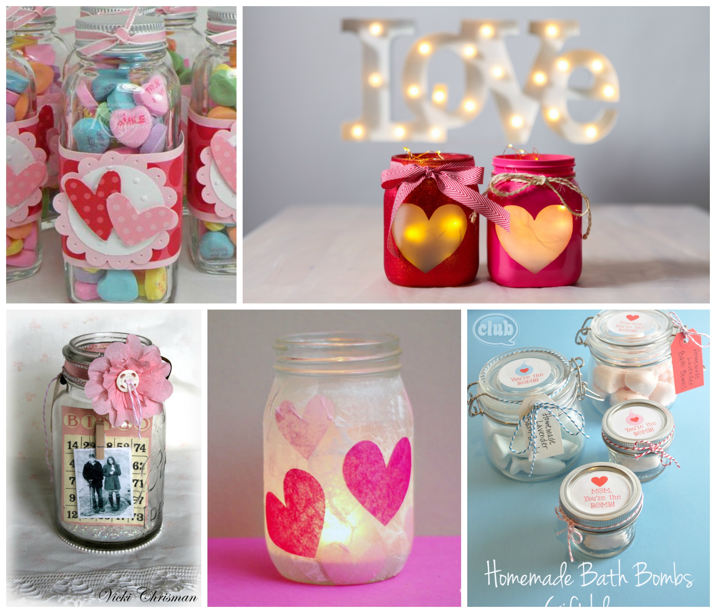 Valentines crafts in mason jars