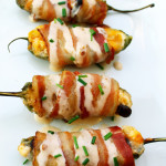 bacon wrapped cheese filled jalapeños