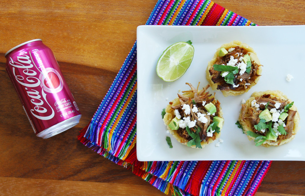 Carnita sopes with cherry coke