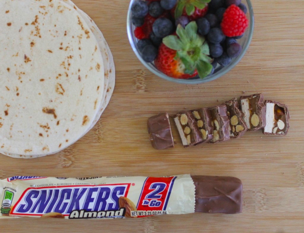 Chocolate tacos ingredients with Snickers Almond