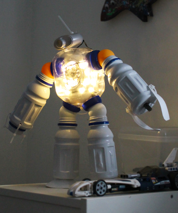 DIY plastic bottle robot night light!
