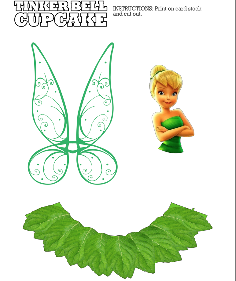 Tinker Bell free printables cupcake liners and toppers for fairy party