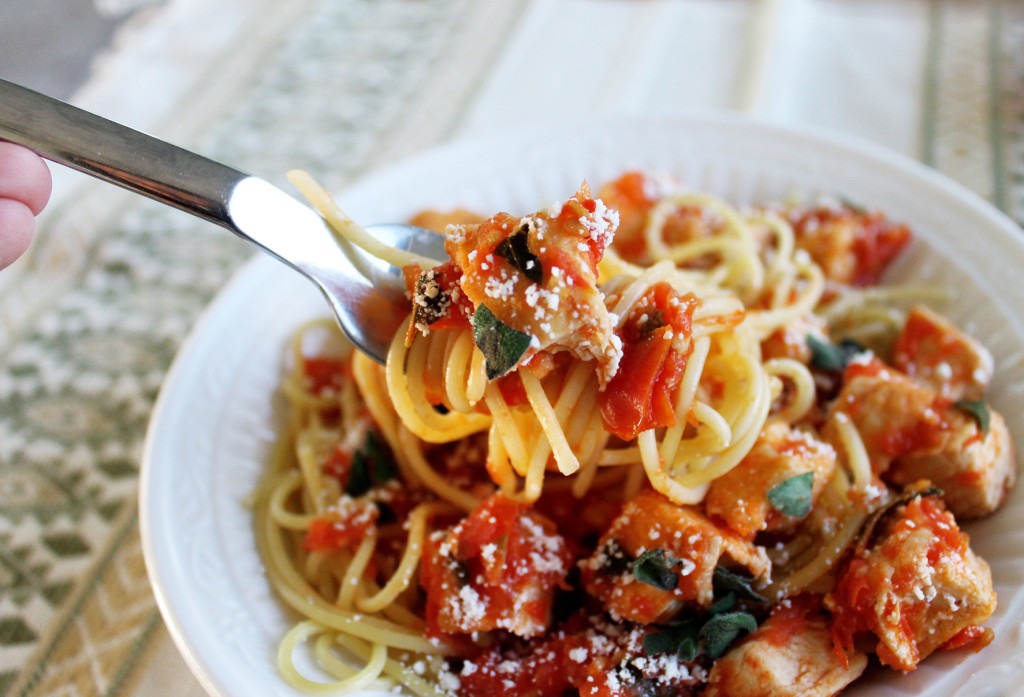 spicy tomato and chicken pasta