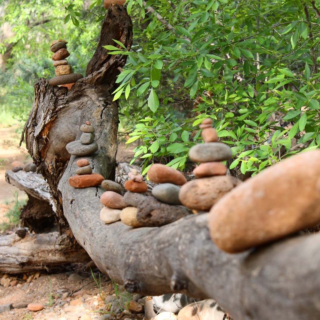 stacked rocks at Buddha Beach in Sedona