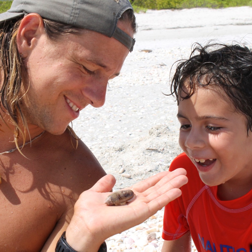 Checking out the sea creatures with Sanibel Sea School