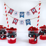 4th of July cake banner and patriotic snacks