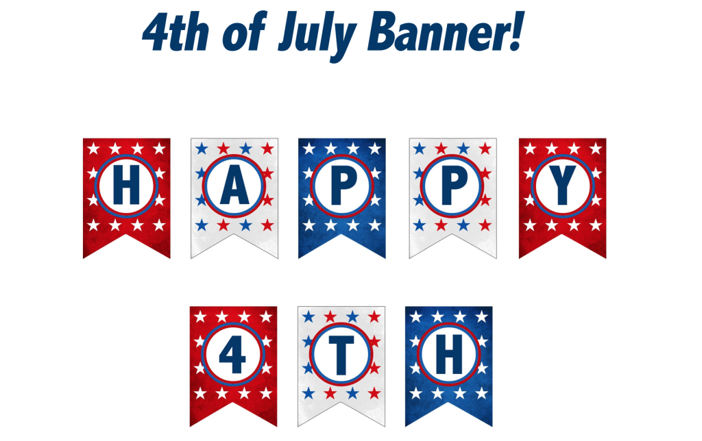 4th of July cake banner free printable
