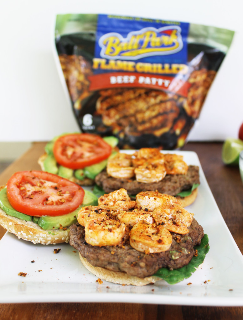 Surf & Turf Chipotle Burgers With Cilantro Lime Sauce