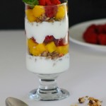 mango raspberry and yogurt parfait high protein