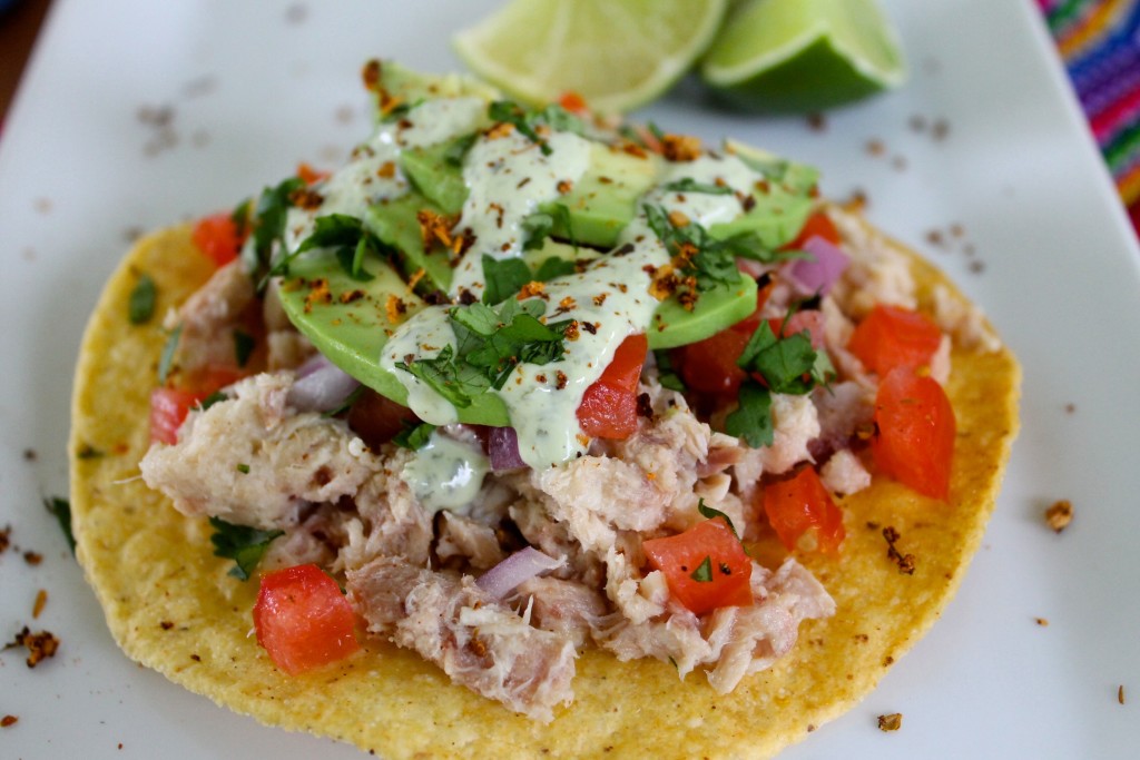 tuna tostadas with cilantro crema