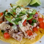 tuna tostadas with cilantro crema