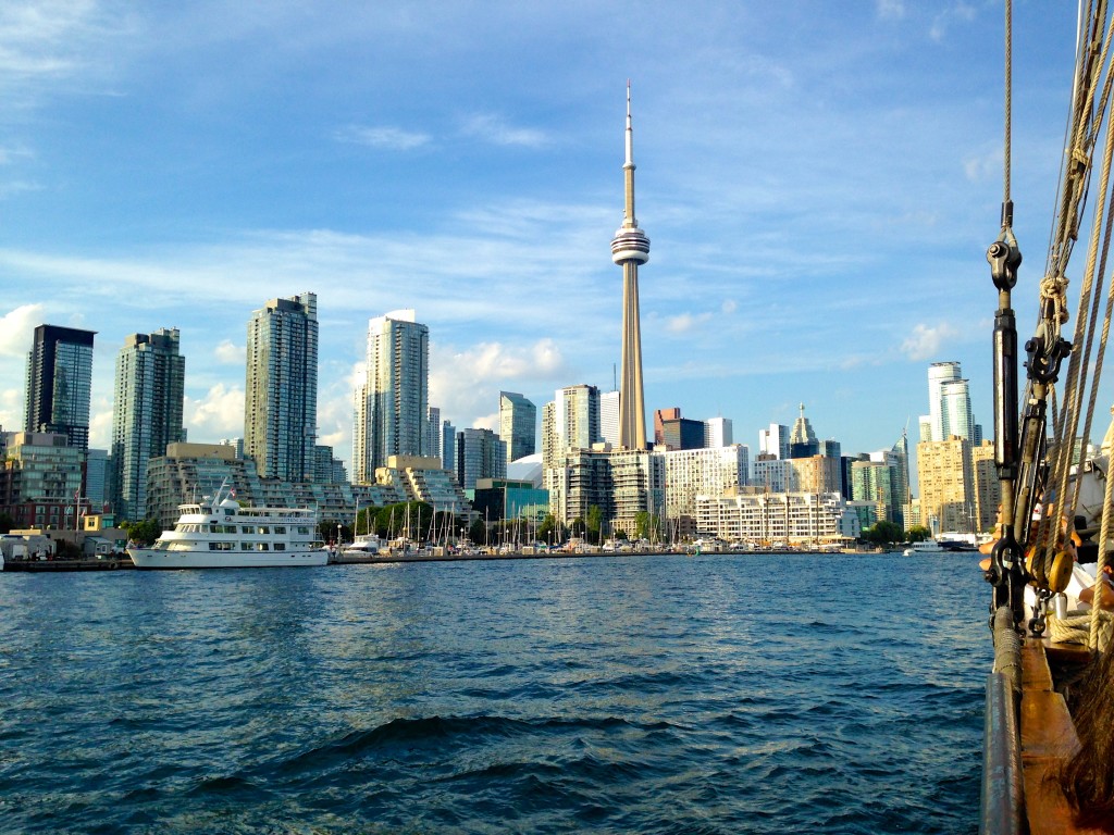 Toronto skyline from the tall ship Kajama