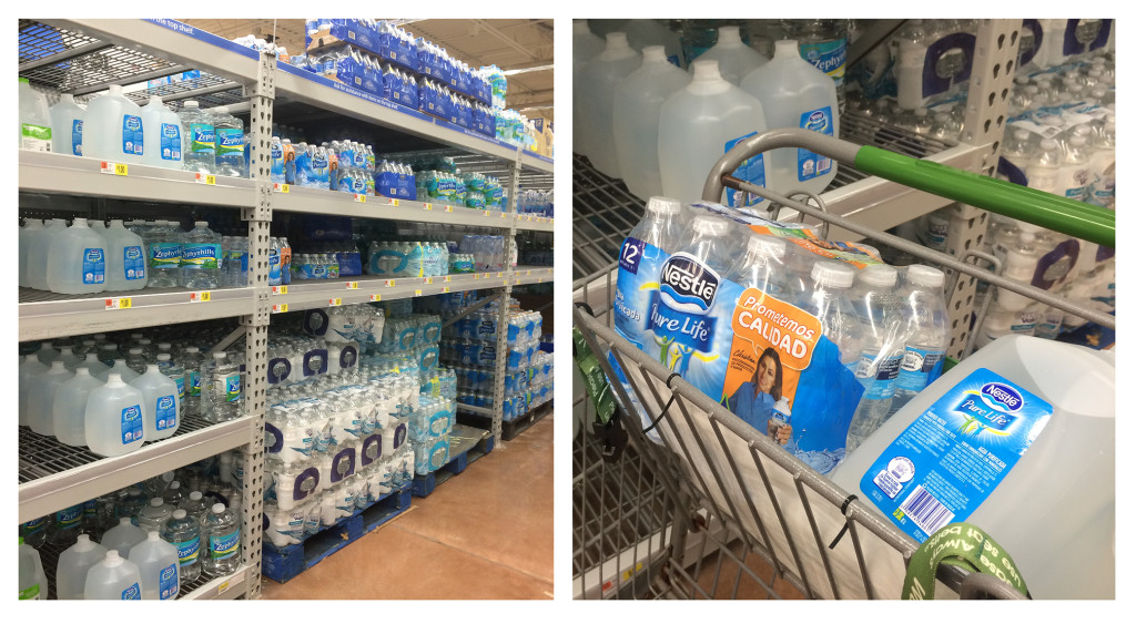 Getting our much needed water at Walmart