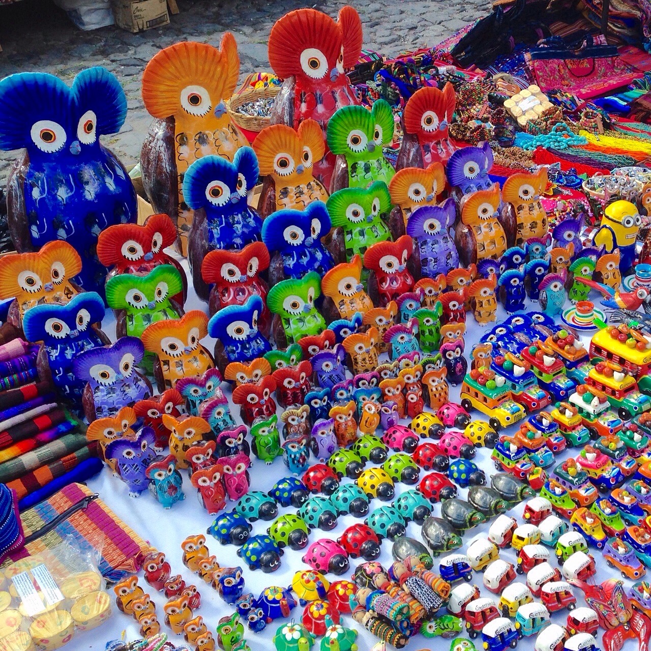 Hand made crafts at the market in Antigua Guatemala.