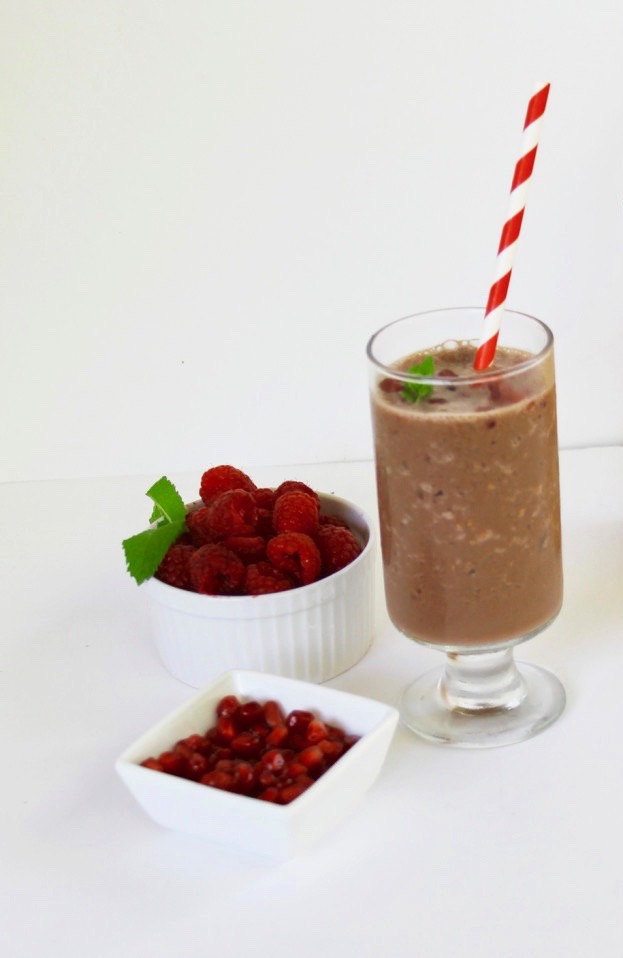 Chocolate Peanut Pomegranate Protein Smoothie