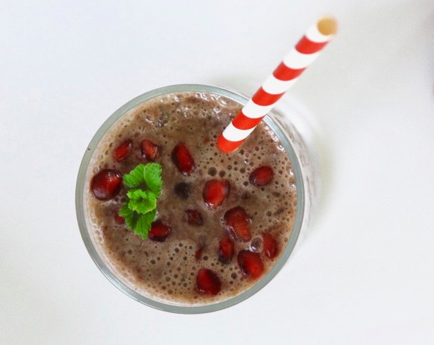 Chocolate Peanut Pomegranate Protein Smoothie