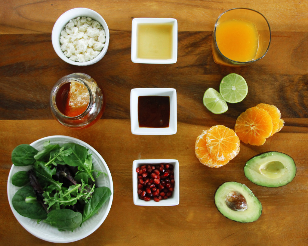 Avocado Tangerine salad with spicy vinaigrette ingredients