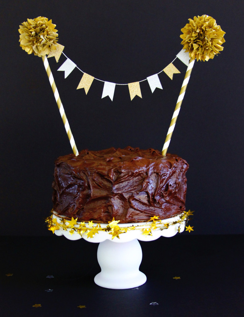 gold and silver cake banner
