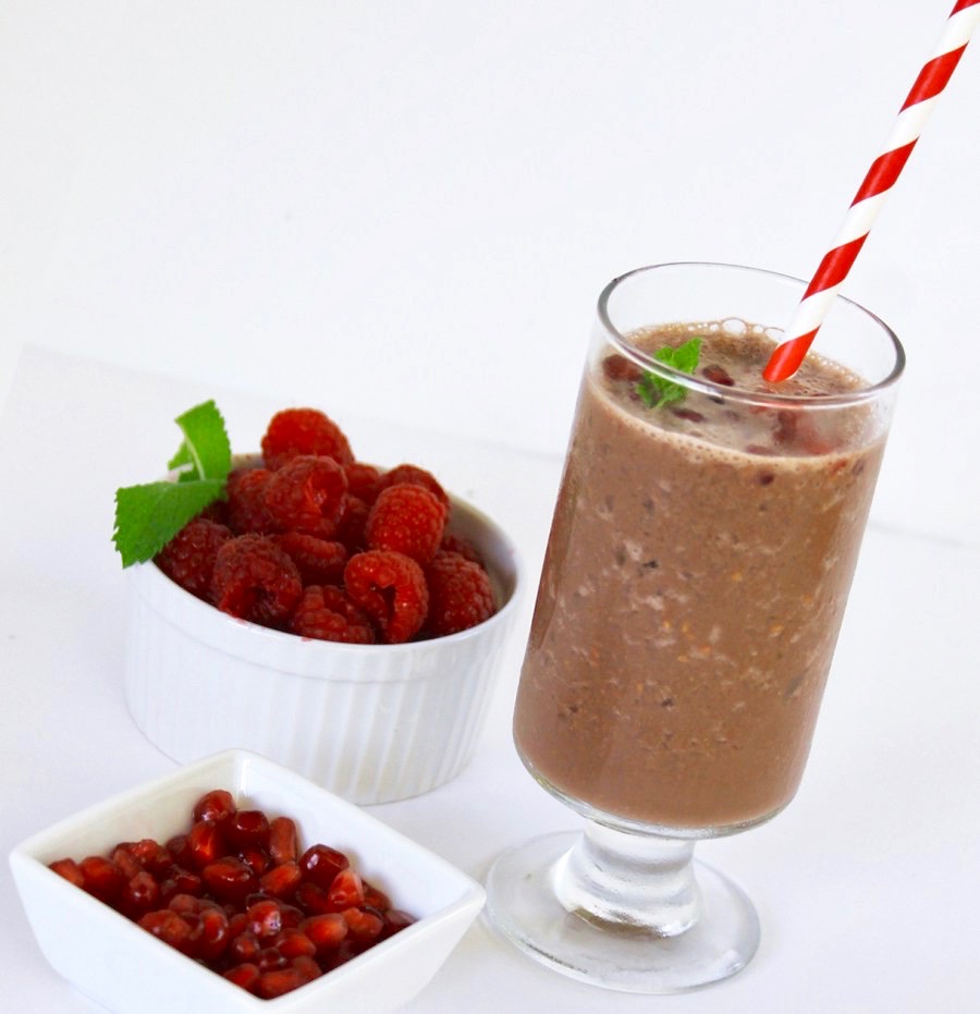 Chocolate Peanut Pomegranate Protein Smoothie