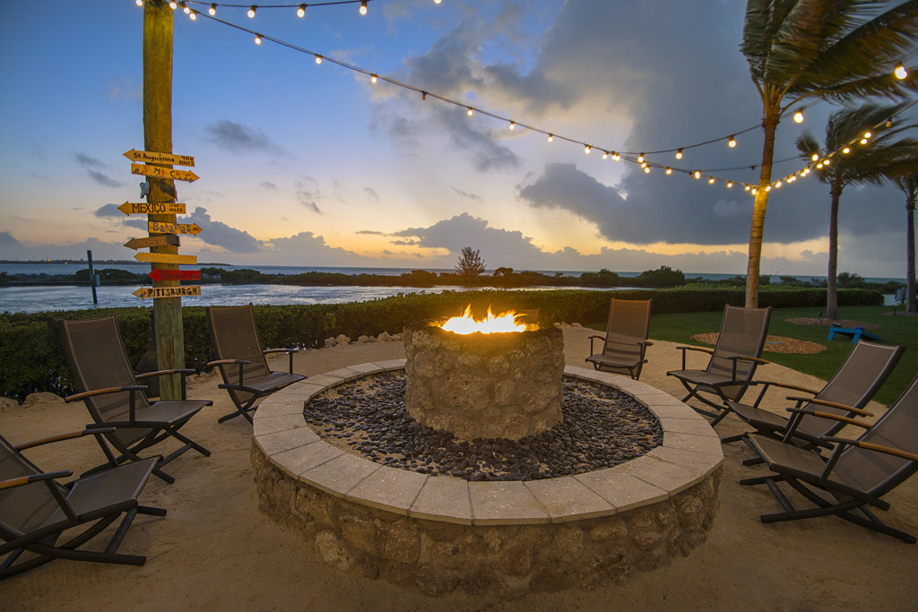 Firepit at sunset in the kid's free area. Photo courtesy of Hawks Cay Resort.