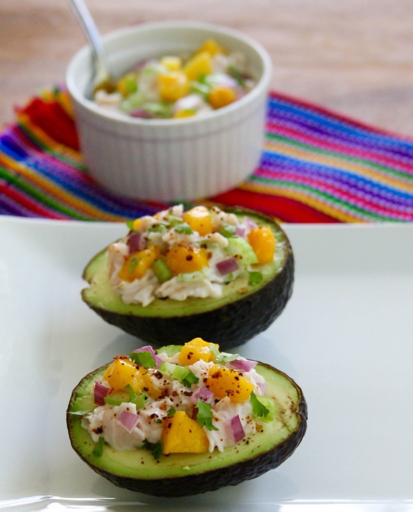 turkey and mango salad filled avocados