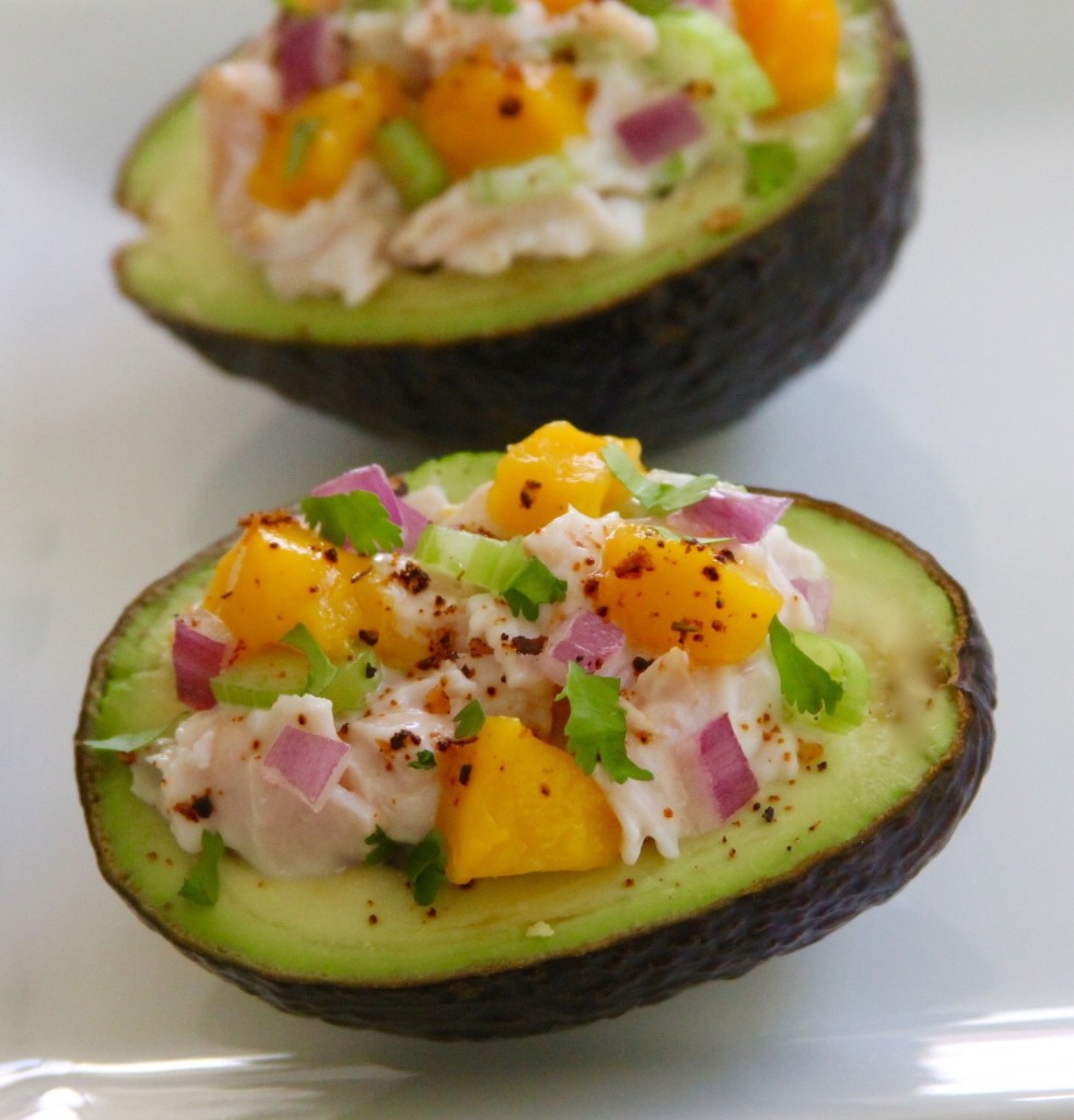 turkey and mango salad filled avocados