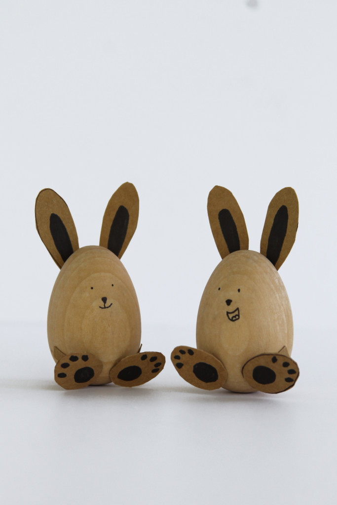 Wooden egg bunnies