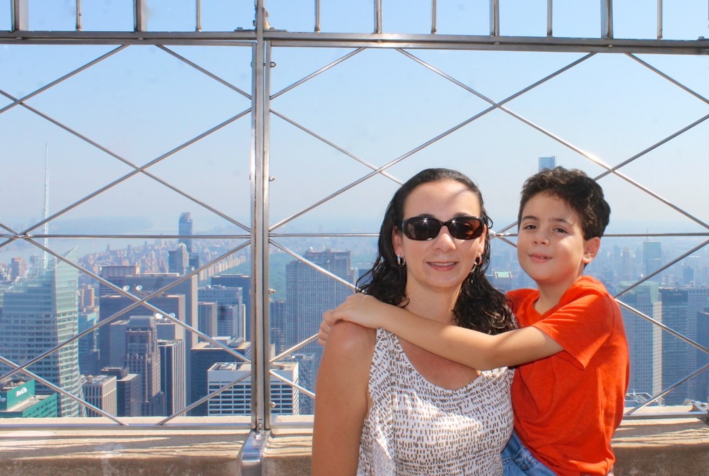 Mother and boy at the top of the Empire State building