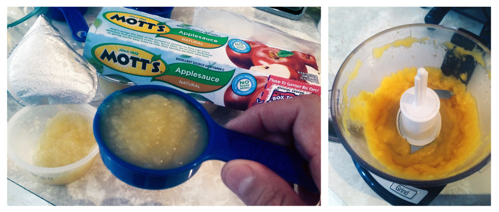 Mixing Applesauce with mango