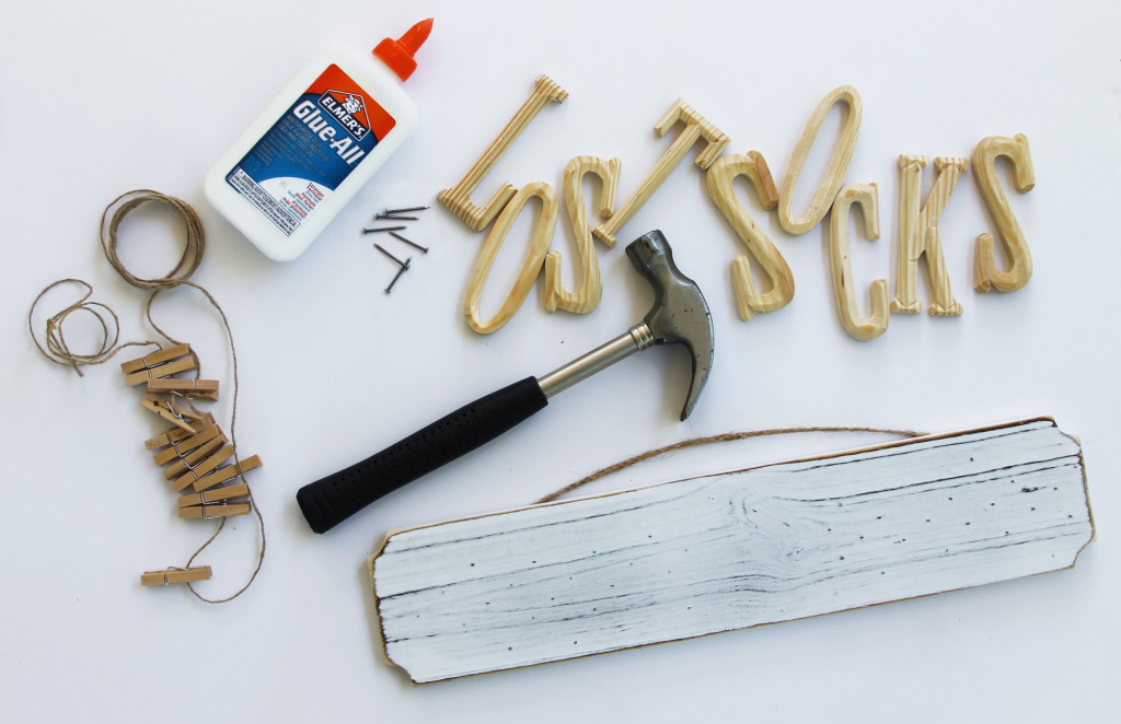 materials for DIY lost sock sign