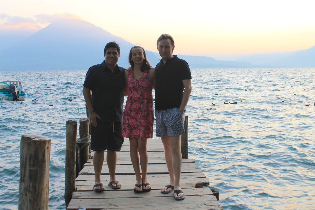 friends on dock in Lake Atitlan