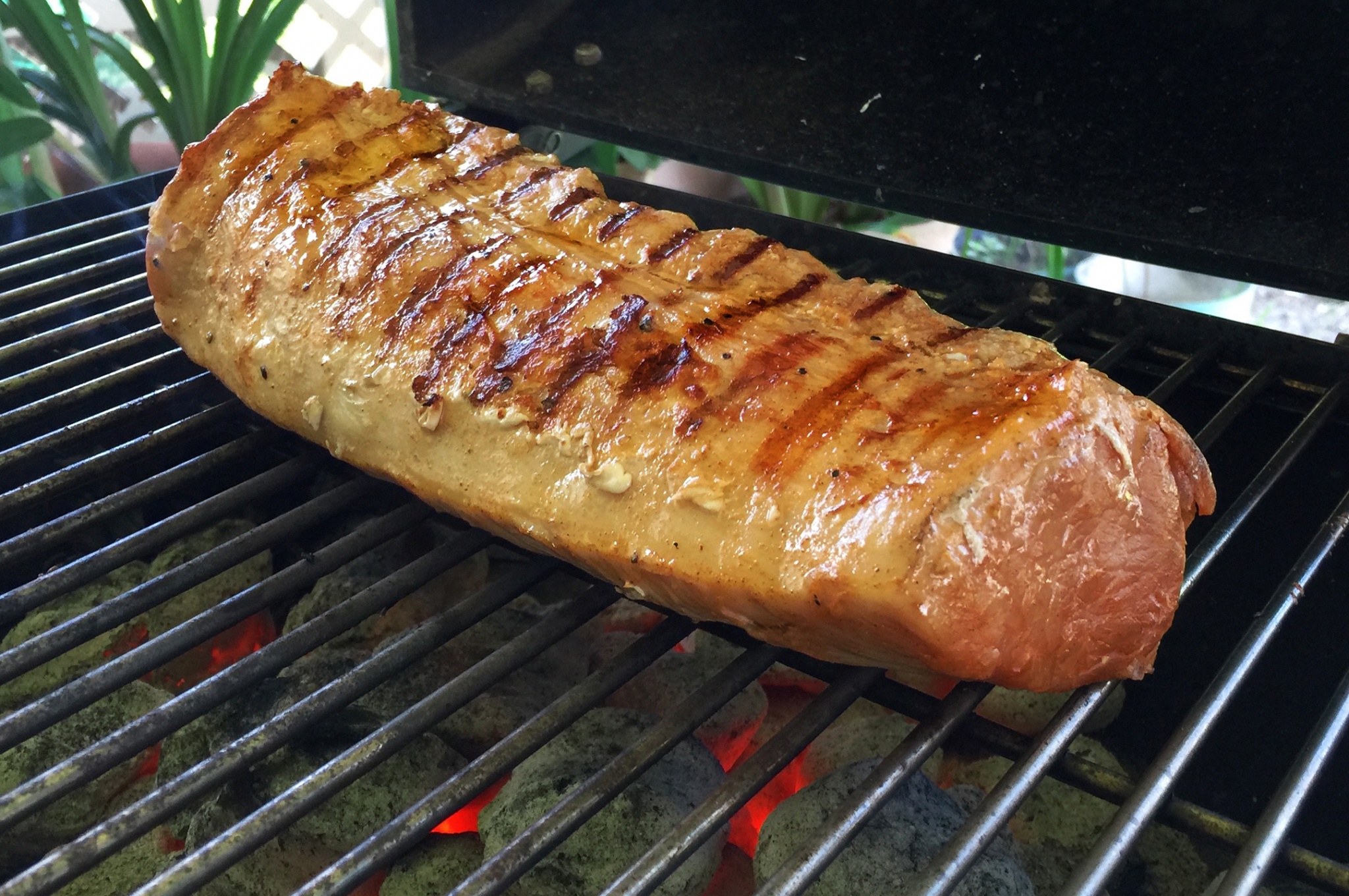 Grilled pork loin with watermelon, avocado and mango salsa