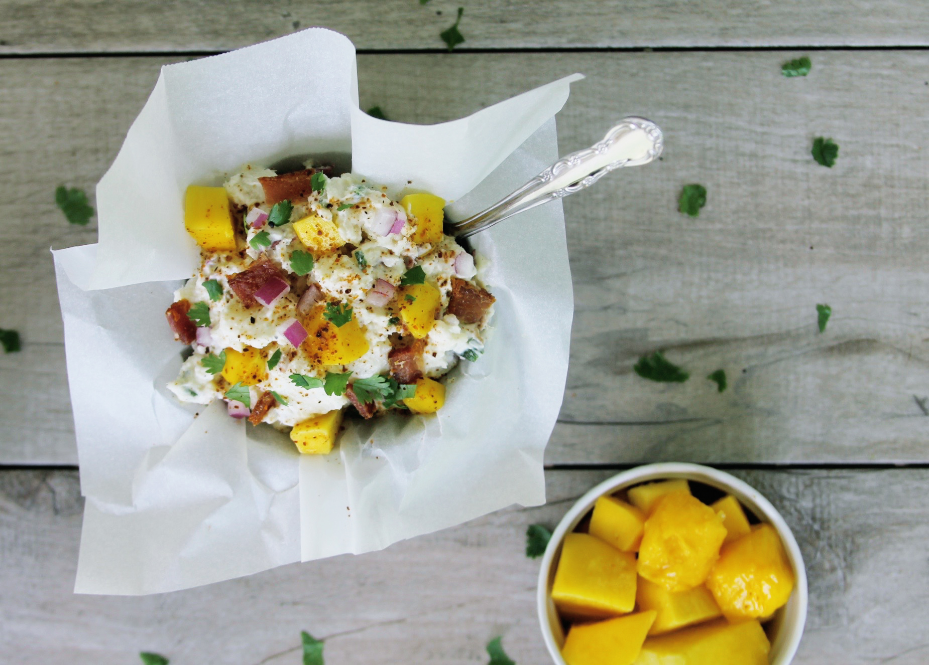 bacon and mango light potato salad