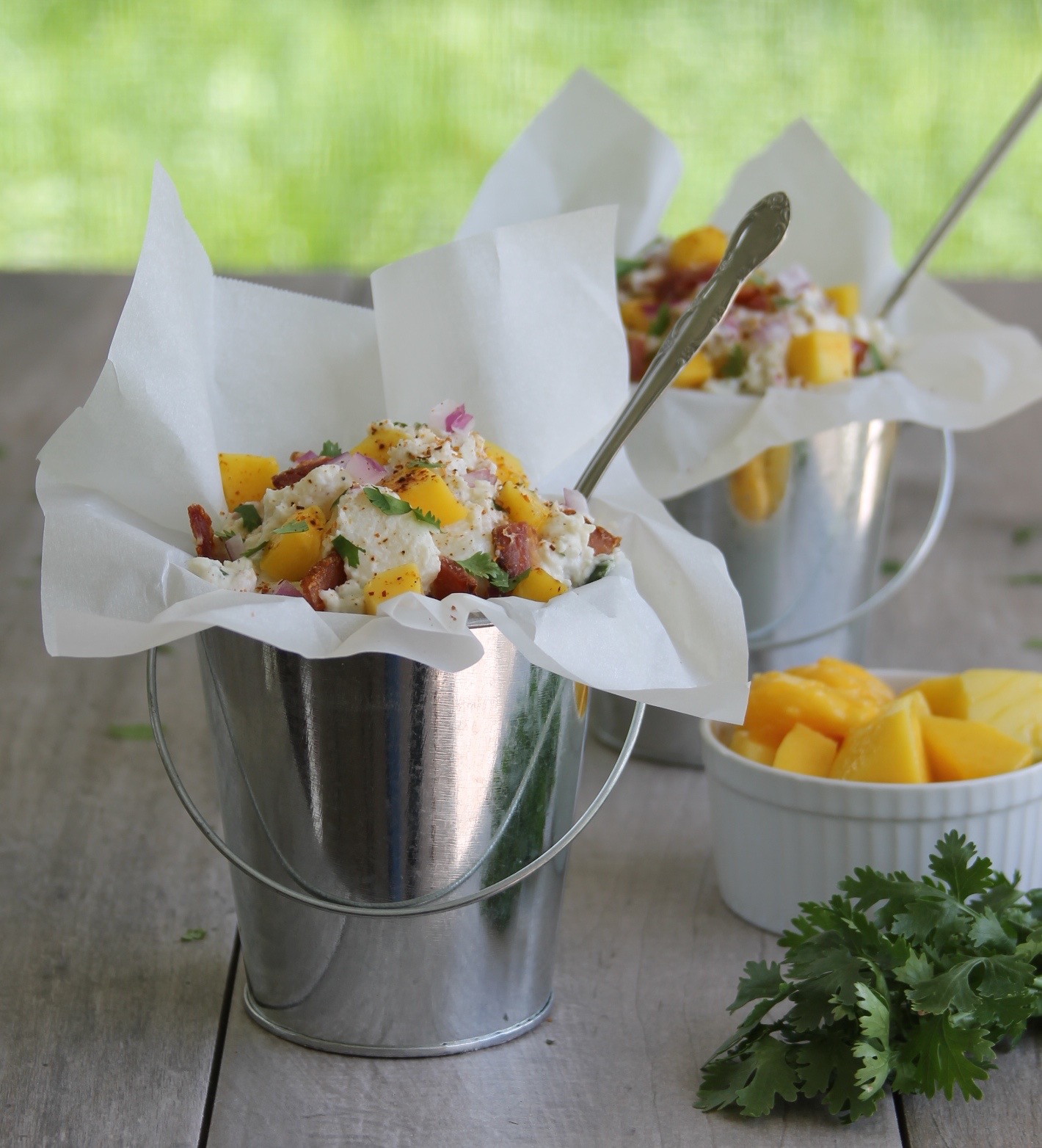 bacon and mango light potato salad