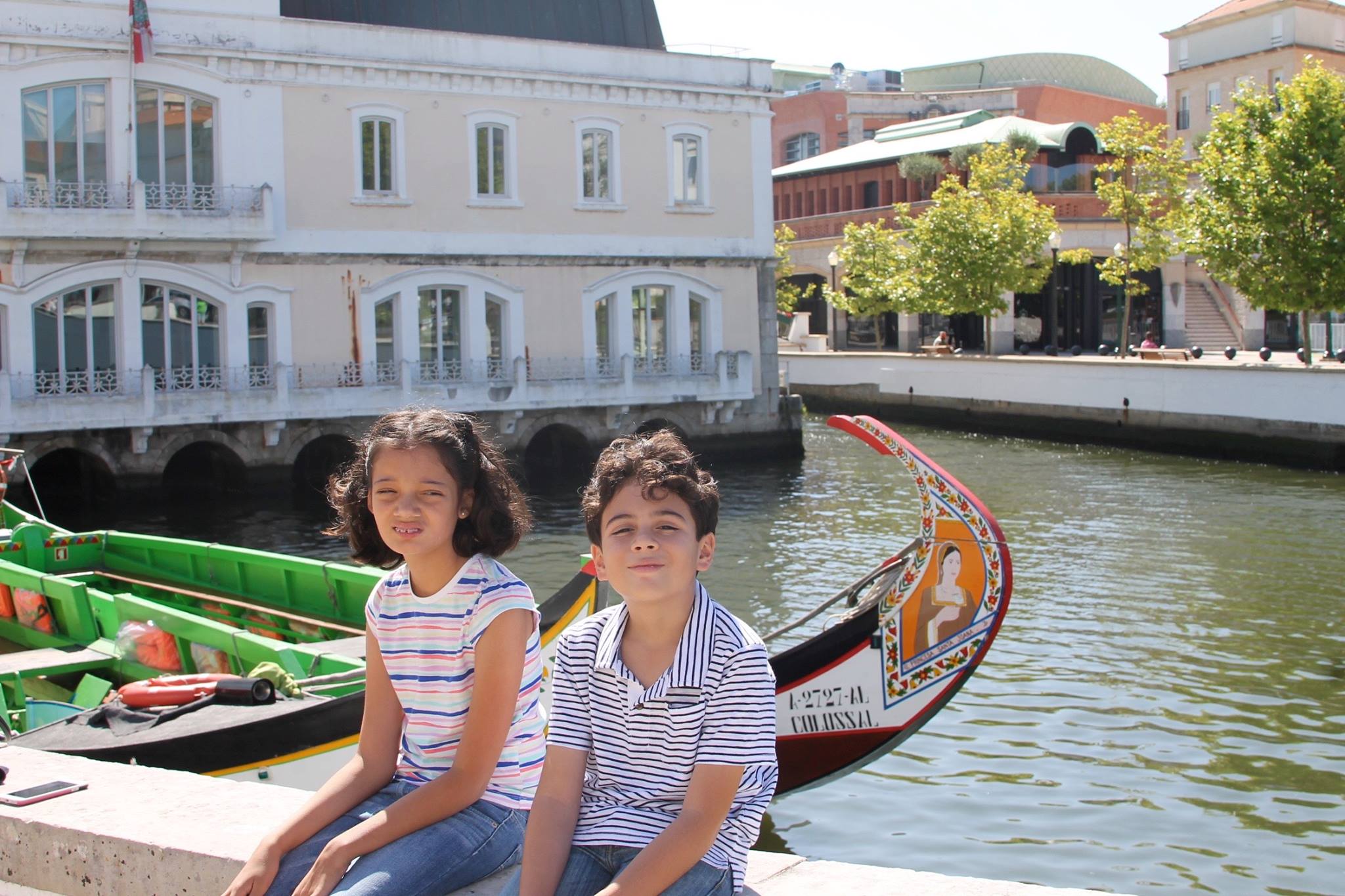 kids visiting Aveiros, Portugal. 