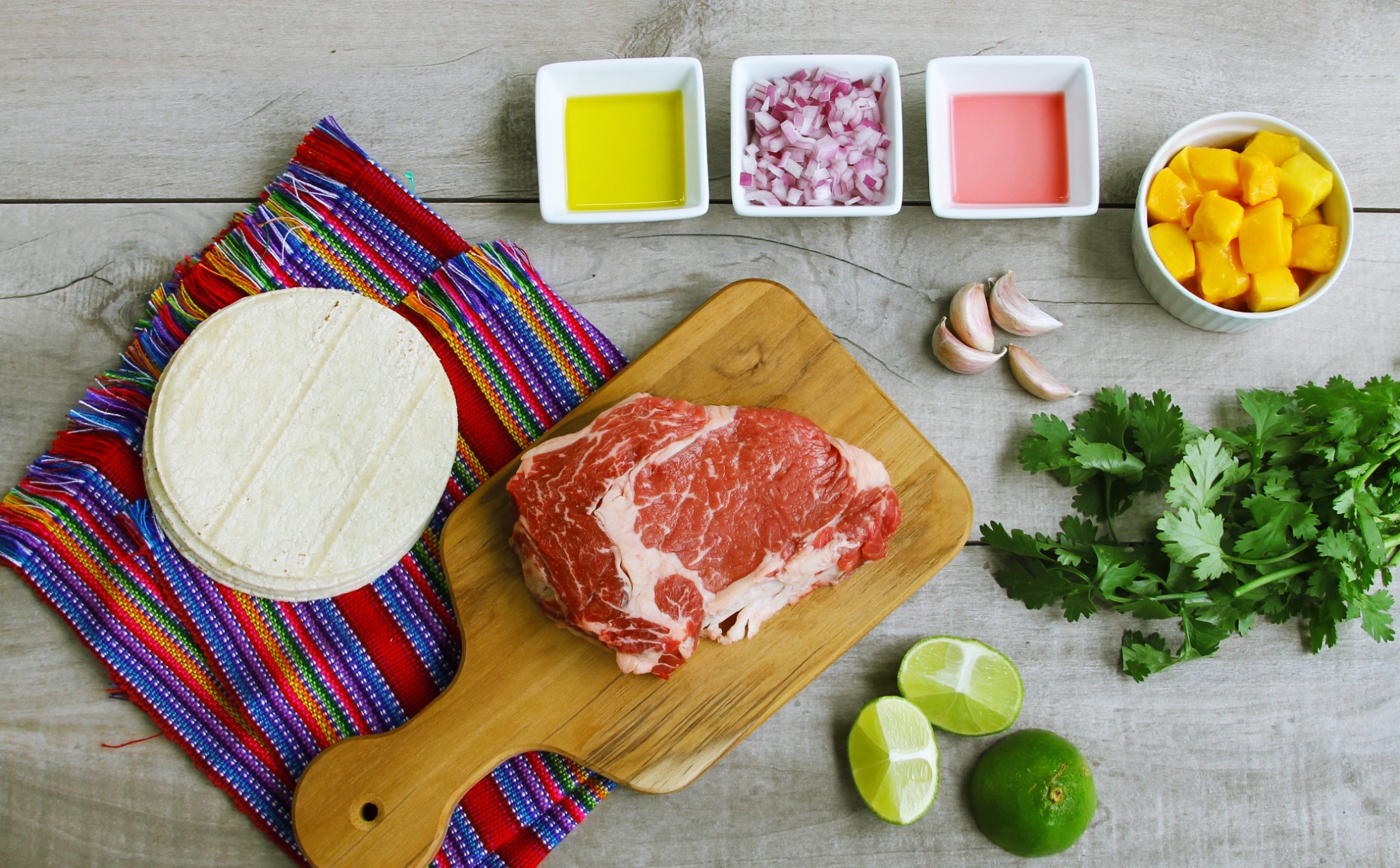 chipotle carne asada tacos with mango chimichurri ingredients