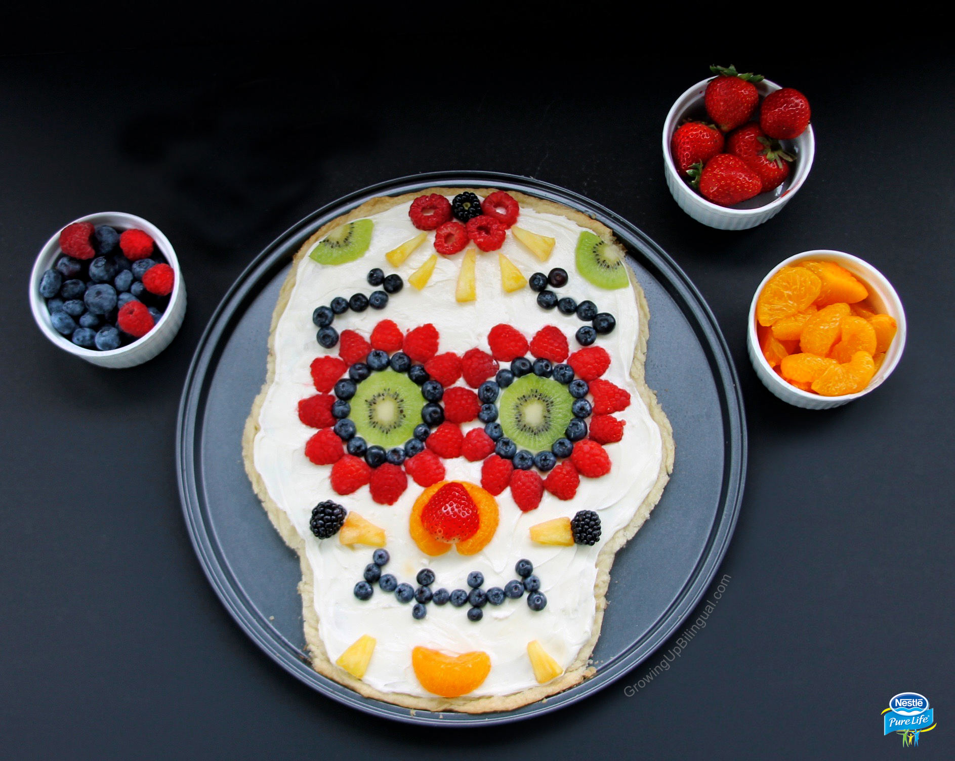 Day of the Dead Sugar skull Fruit Pizza