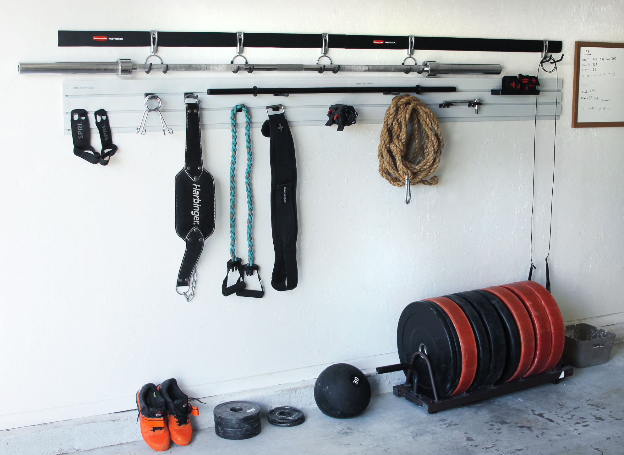 garage gym with the Rubbermaid® FastTrack® Garage Organization System