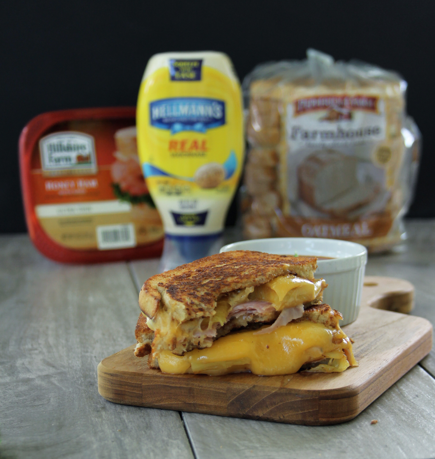 This take on the traditional grilled ham and cheese sandwich adds some tropical flavor with grilled pineapple and teriyaki mayo.