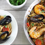 One-pan Spanish chorizo and seafood fideua recipe