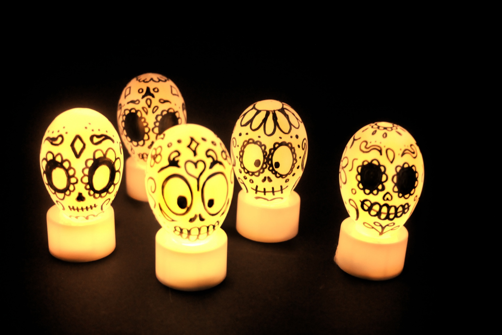 Day of the dead glowing decorations for Halloween