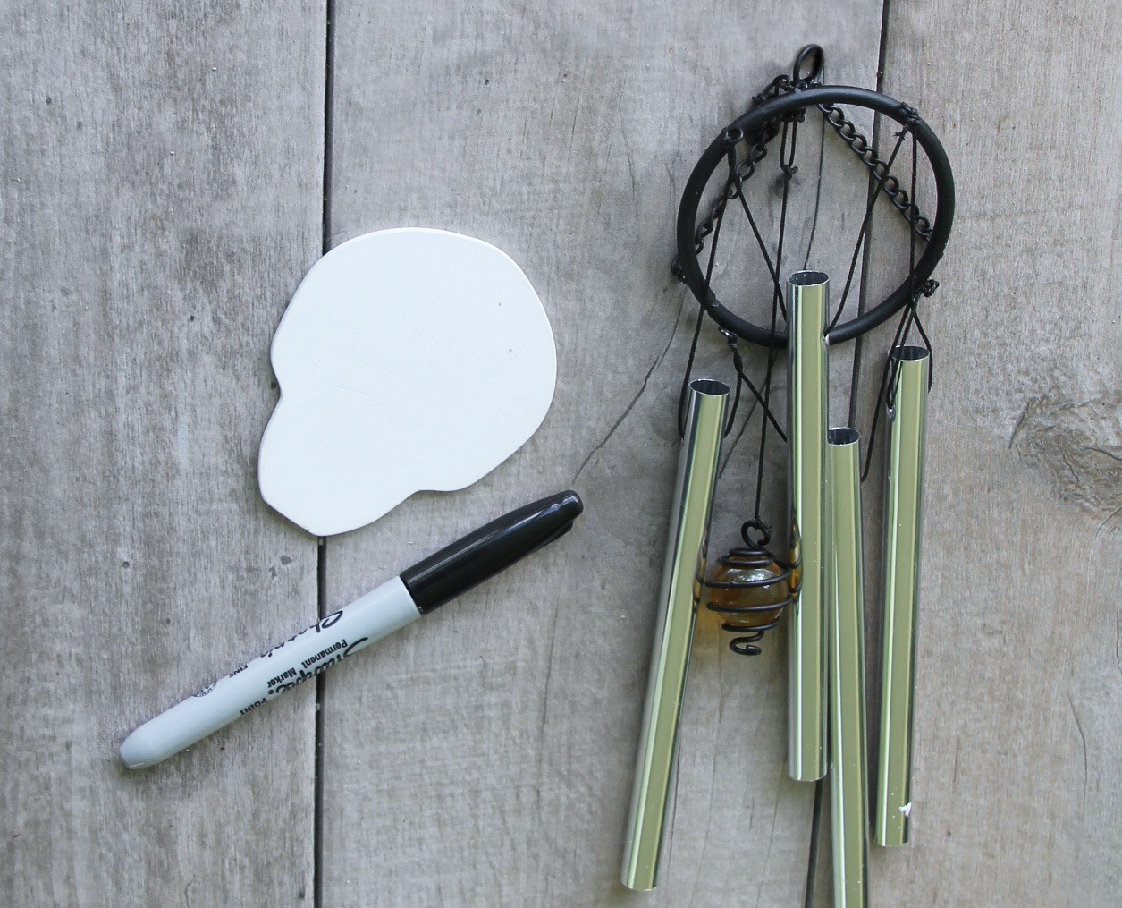 materials to make DIY Day of the Dead wind chime