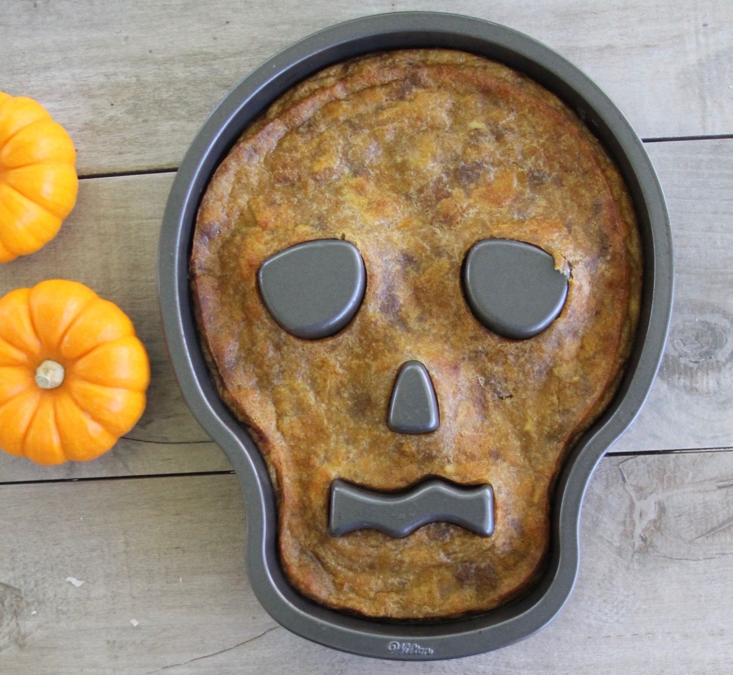 Sugar Skull coconut pumpkin bread pudding for Day of the Dead party