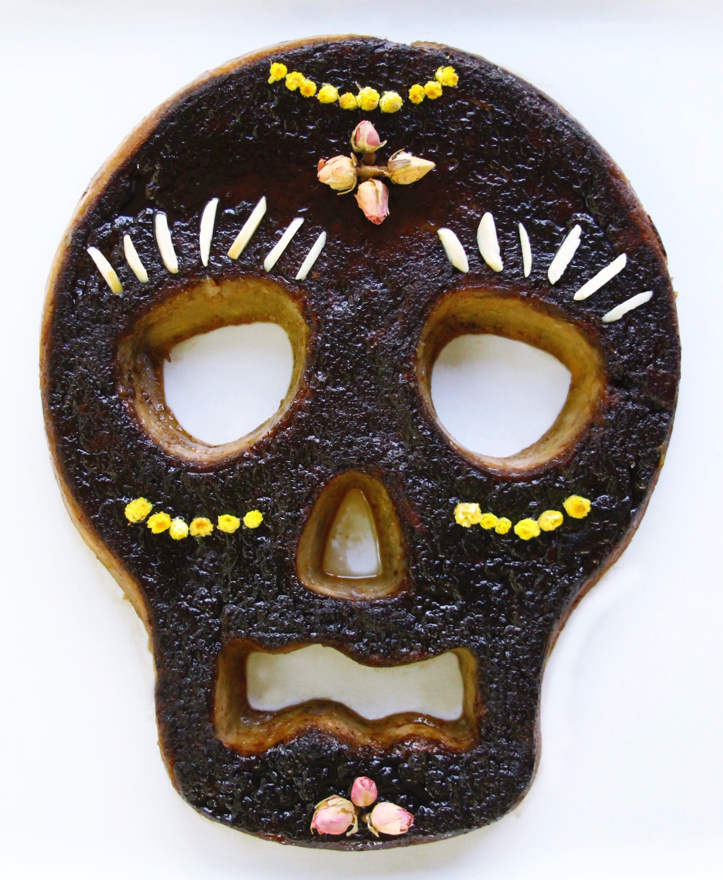 Sugar Skull coconut pumpkin bread pudding for Day of the Dead party