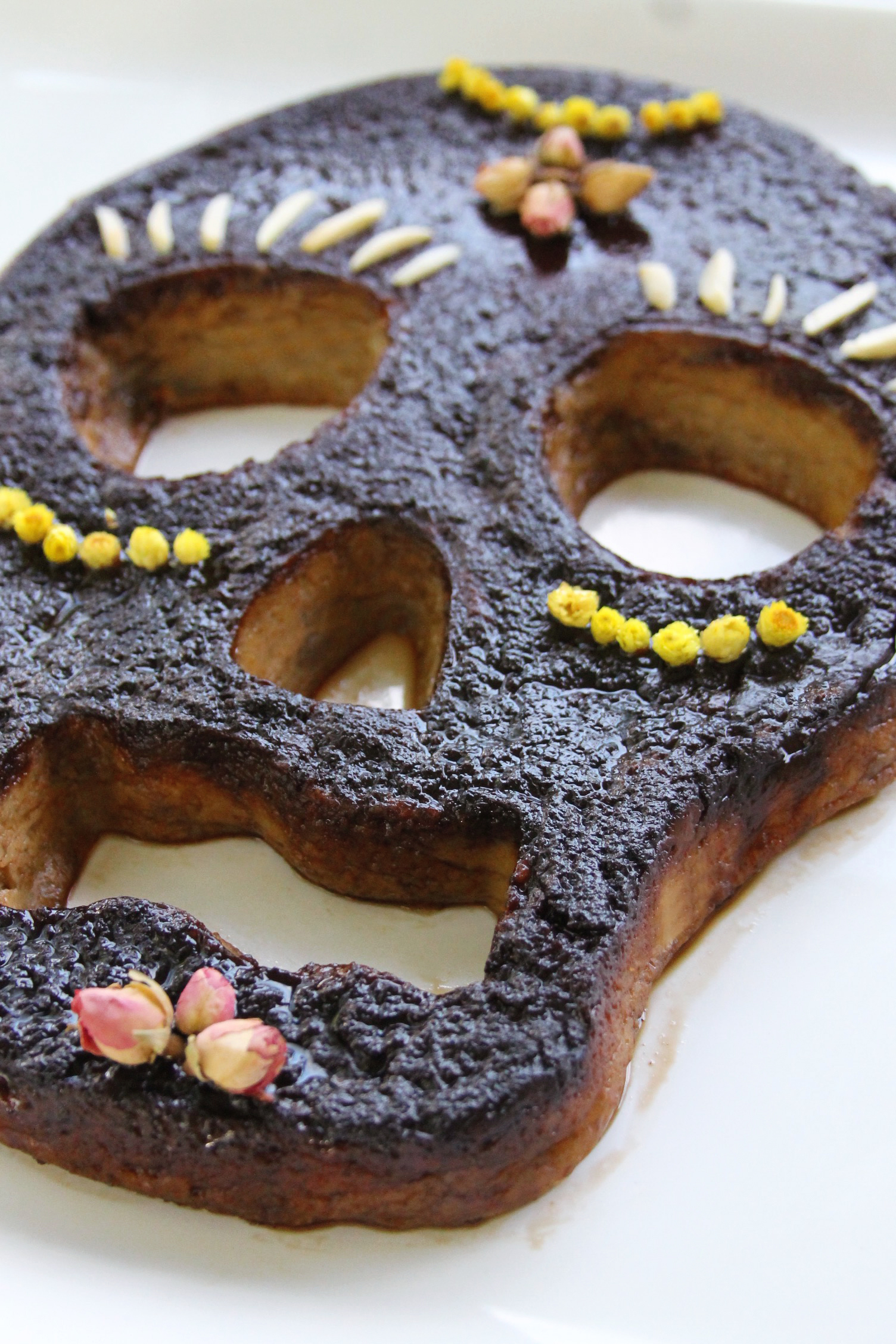 Sugar Skull coconut pumpkin bread pudding for Day of the Dead party