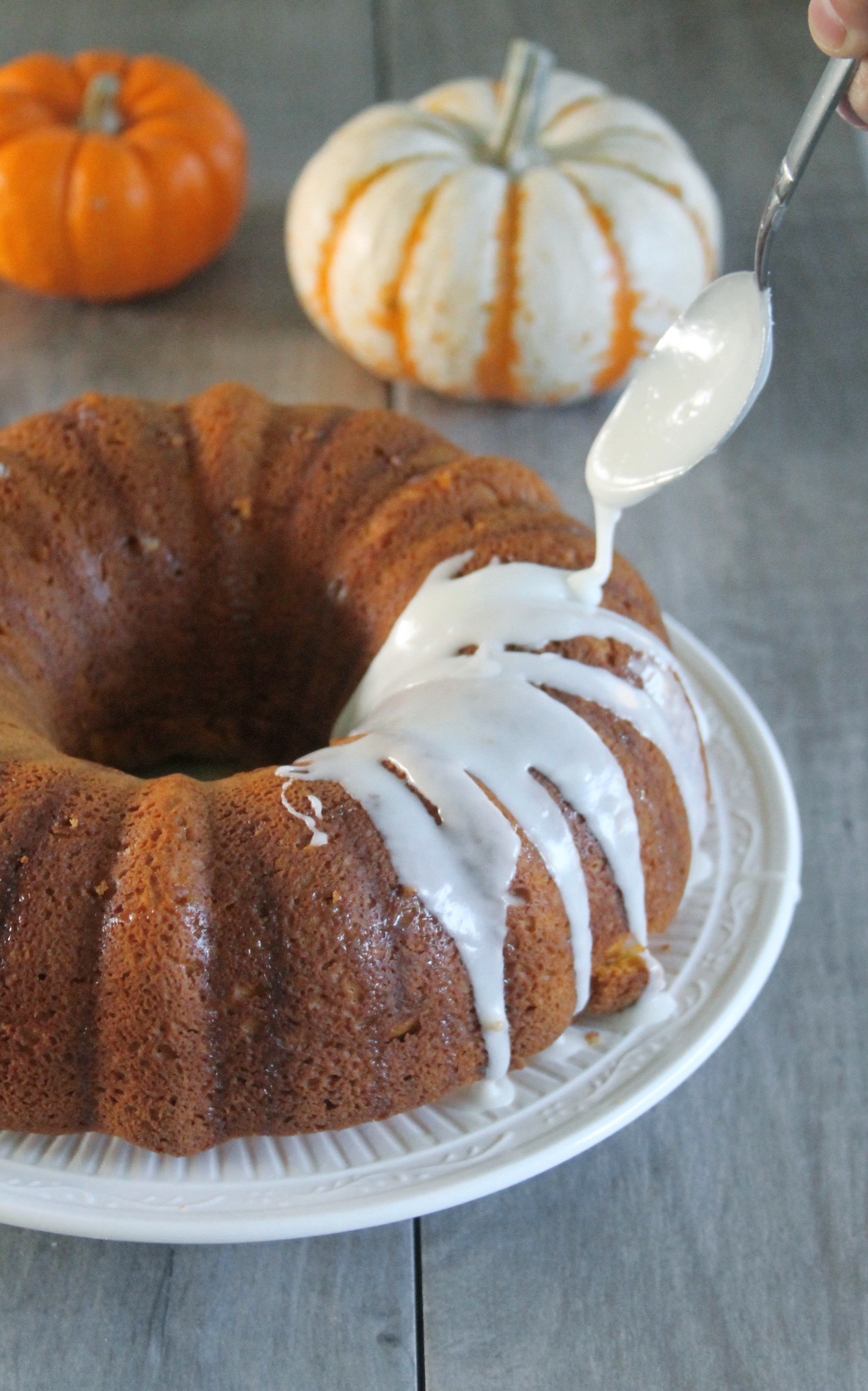 Pumpkin tres leches cake with coconut glaze