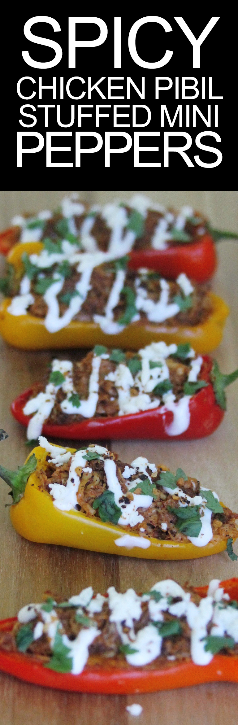 spicy chicken pibil stuffed mini peppers