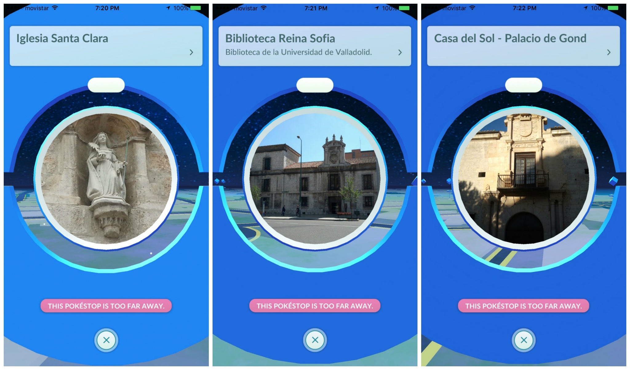 Pokestops at important monuments and buildings in Valladolid