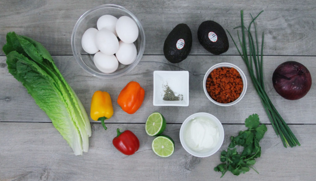 Ingredients Avocado and chorizo egg salad lettuce wraps