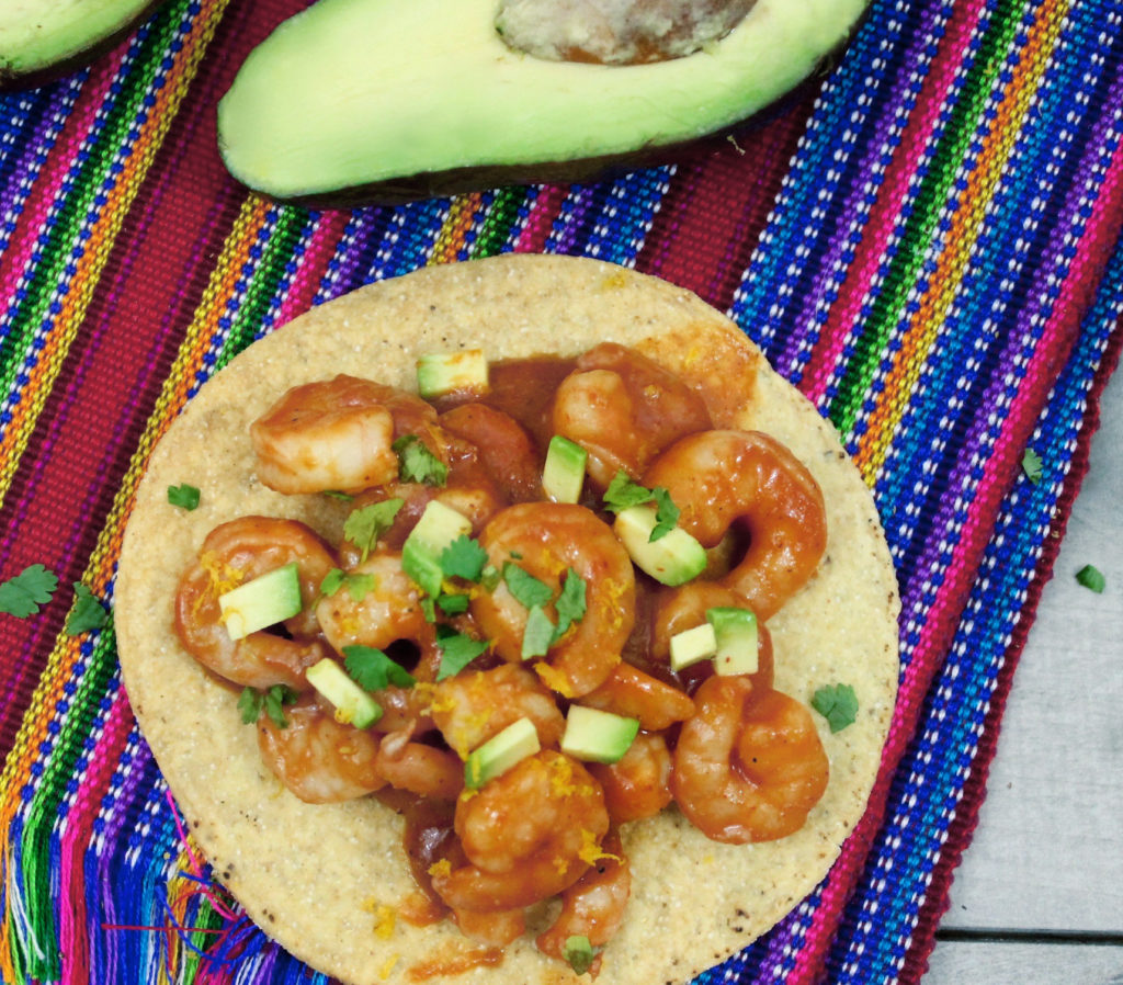 camarones a la diabla tostadas